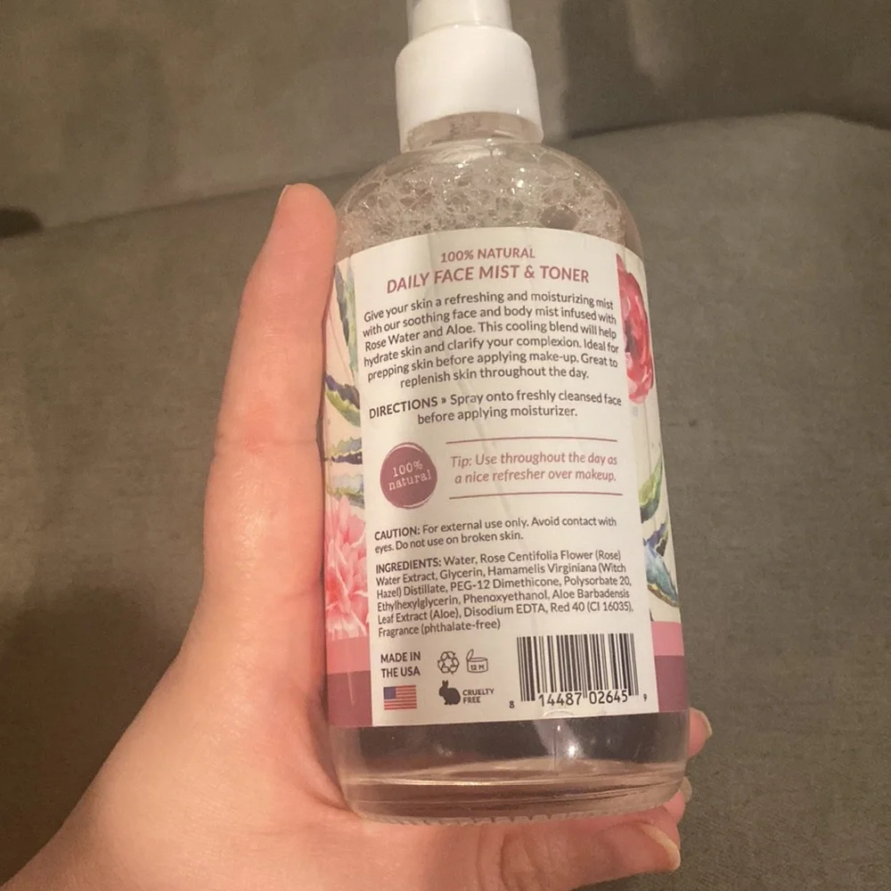 2:1 beauty rose water and aloe face mist and toner